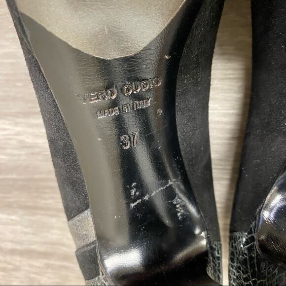 Gunmetal Made in Italy Suede & Leather Heels Black 37 - Picture 8 of 8